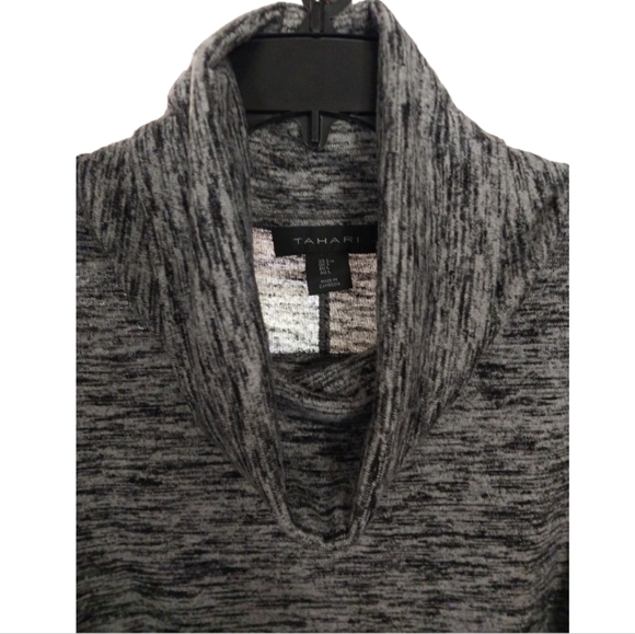 Tahari Sweater, cowl neck, marbled type pattern, black/gray. Fits L 14 - XL 16 - Picture 2 of 6